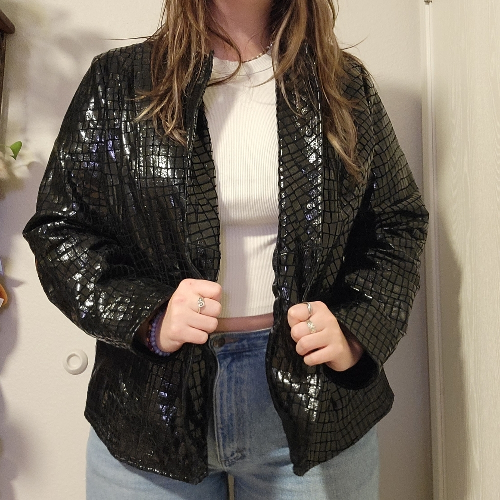 JL Studio Black Genuine Leather Jacket (size 16)